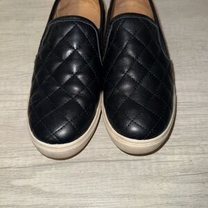 Quilted Black Slip-On Women's Shoes